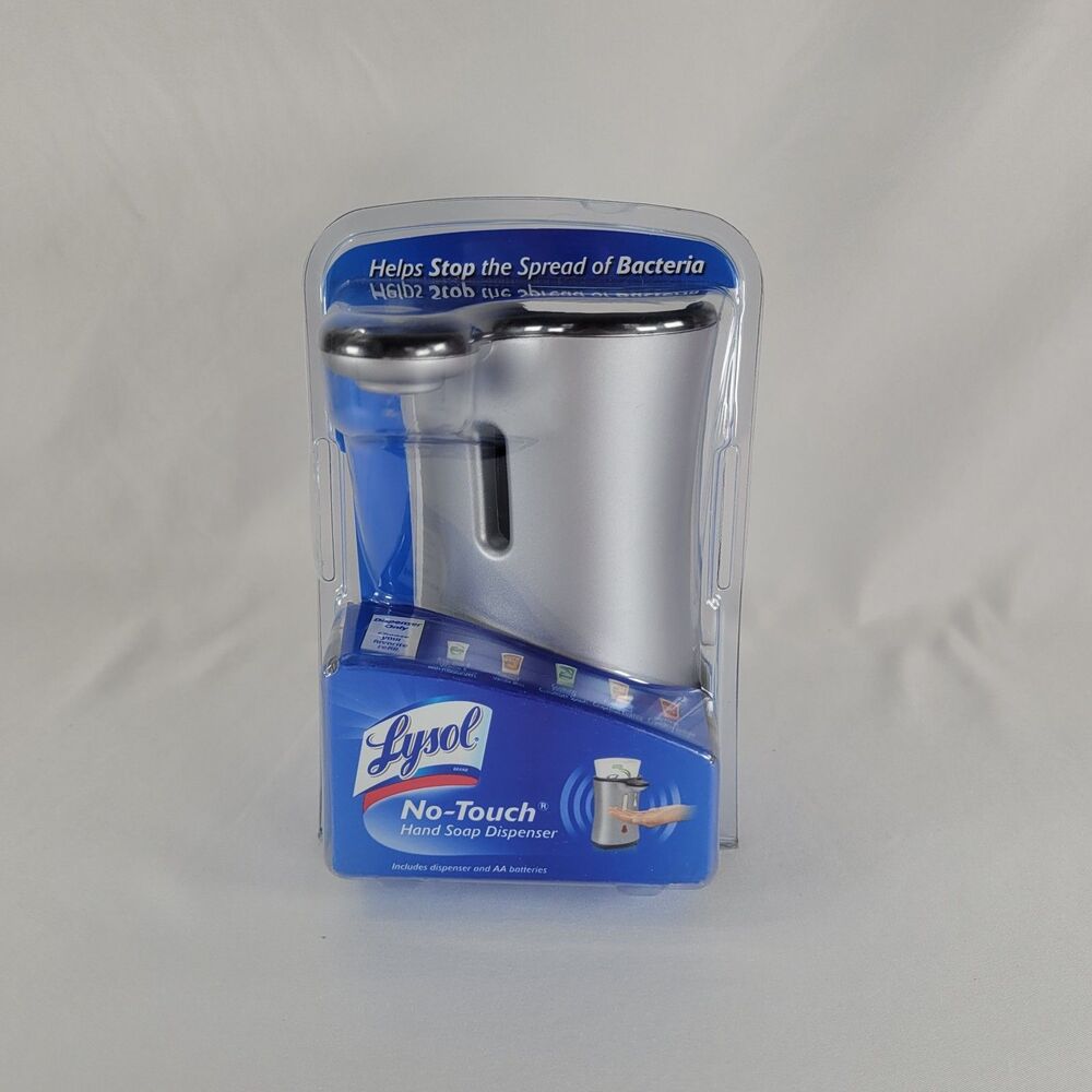 Lysol No-Touch Hand Soap Dispenser Silver Battery Operated NEW Open Case